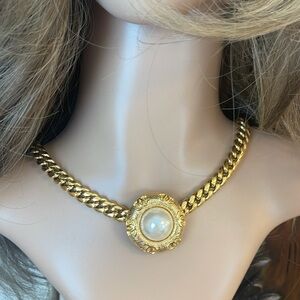 Chanel Gold and Cream Baroque Pearl Necklace